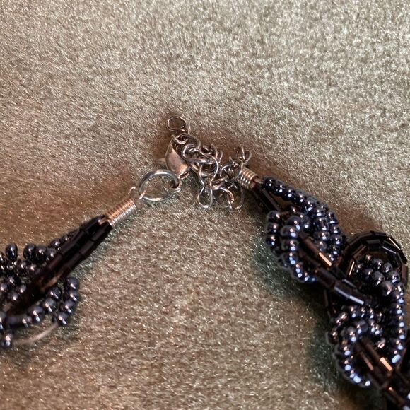 #405 Sapphire and Black Braided Bead Choker - Picture 6 of 7